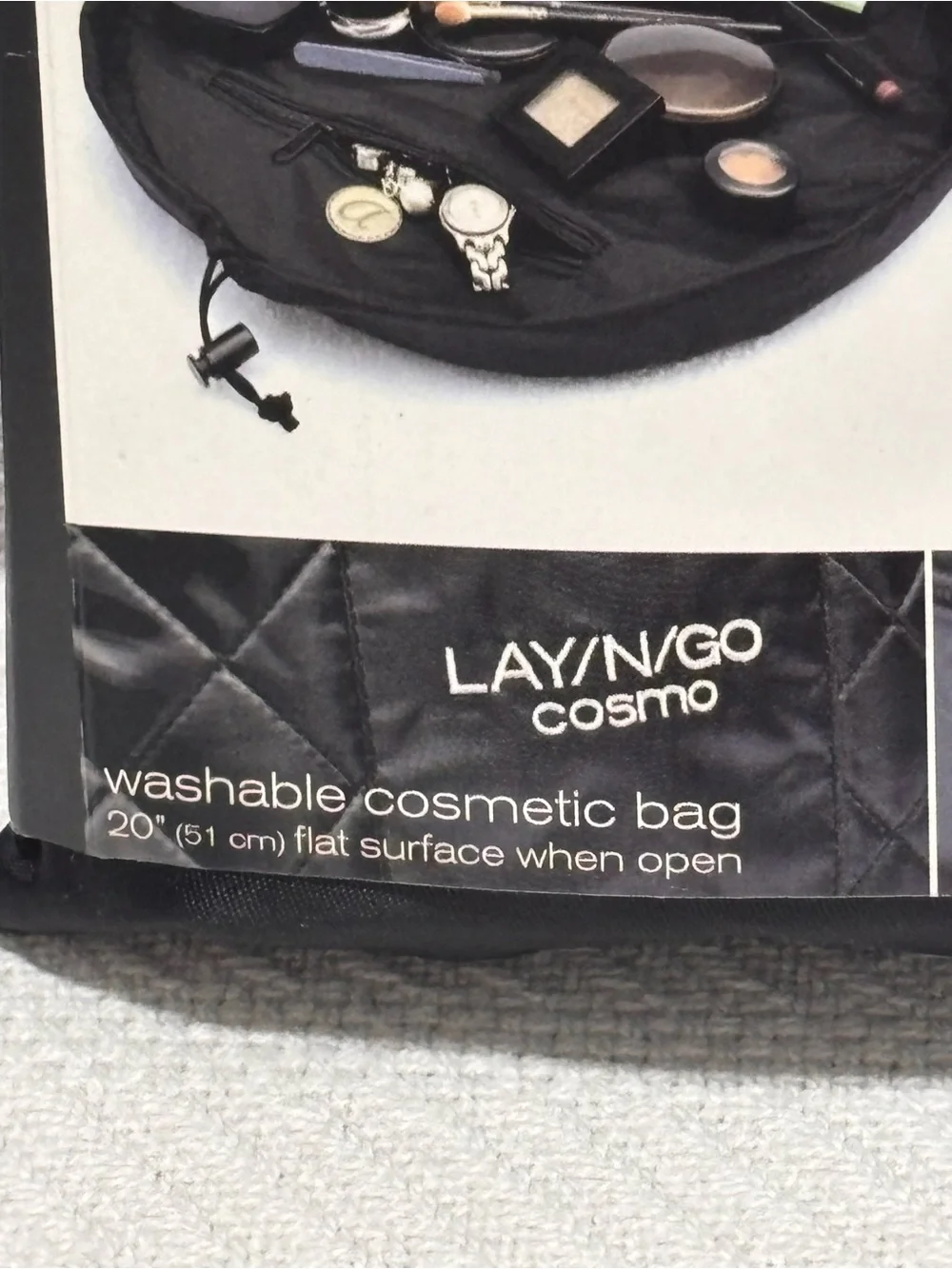🩵LAY N GO Cosmo Drawstring Cosmetic Pouch — Black